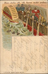 "Here I Stand. I Cannot Help" - Seasick Passengers Postcard