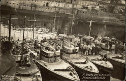 Ships lined up in the Marina. Postcard