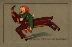 Ach dachte, reiten ware ein Vergnugen! Postcard