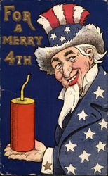 For a Merry 4th - Uncle Sam with Firecracker For a Merry 4th - Uncle Sam with Firecracker