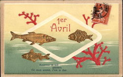 1er Avril, Recevez ce joli pousson De Mon Amitie, c'est le don Postcard