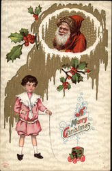 A Merry Christmas with Santa and Child Postcard