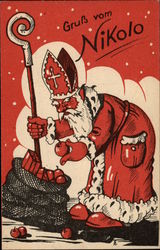 Santa Claus Packing His Bag Postcard