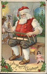 A Merry Christmas with Santa and Toys Postcard