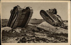 Two Military Tanks on Rock Postcard