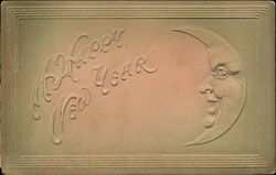 A Happy New Year - With Crescent Moon Face Postcard