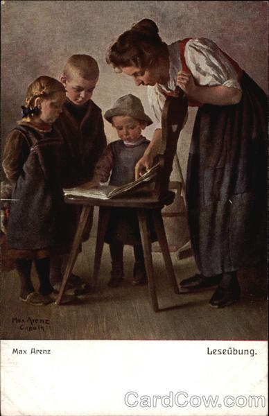Reading Exercise - Woman with Open Book & Children