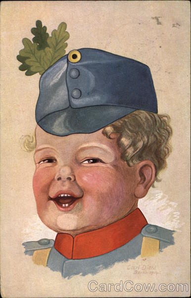 Young Boy in Blue Uniform with Oak Leaves in Cap Boys