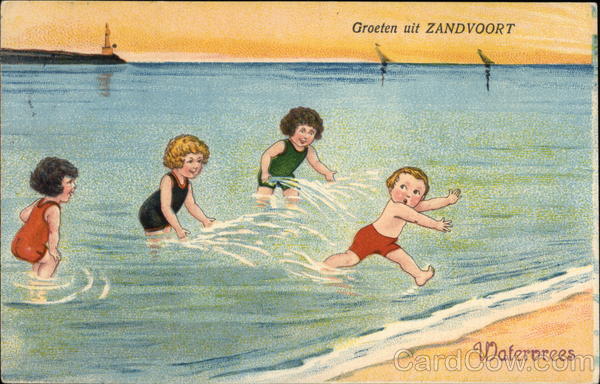 Children Playing in the Water at the Beach