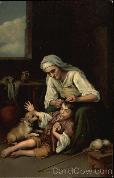 Old Woman with Boy - by Murillo Art