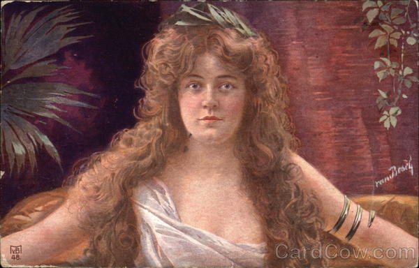 Woman with Curly Hair Portrait Women