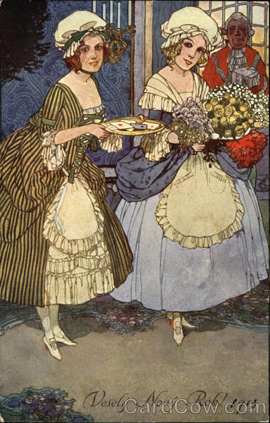 Two Women in Colonial Attire