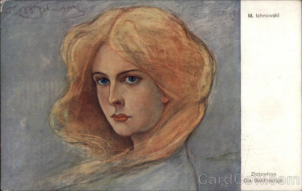 Portrait of Blue-eyed Golden-haired Woman Women