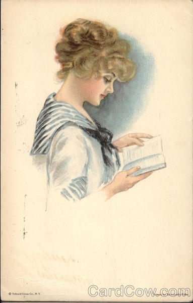 American Girl - Dressed in Sailor Top Reading a Book