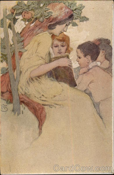 Czech Woman Reading to Children