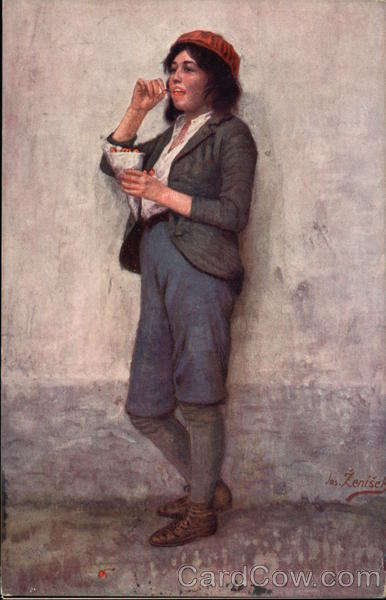 An older child eating Cherries Art