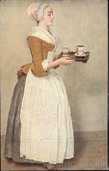 Serving Girl Carrying Tray with Hot Chocolate Women