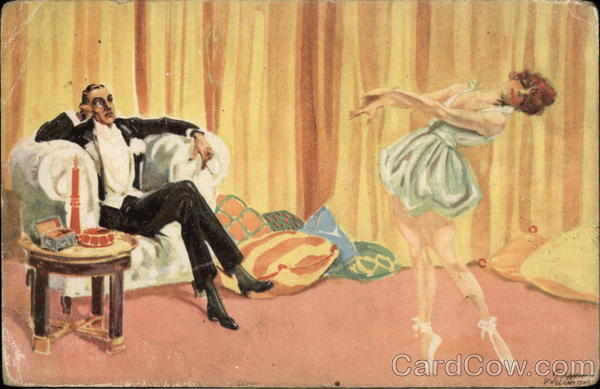 Ballerina Dancing for Man in Arm Chair
