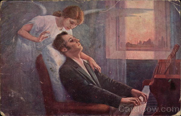 Chopin at the Piano with an Angel over his Shoulder