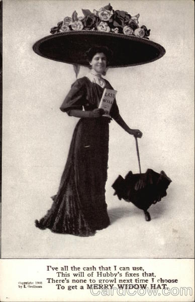 Woman wearing a Merry Widow Hat Women