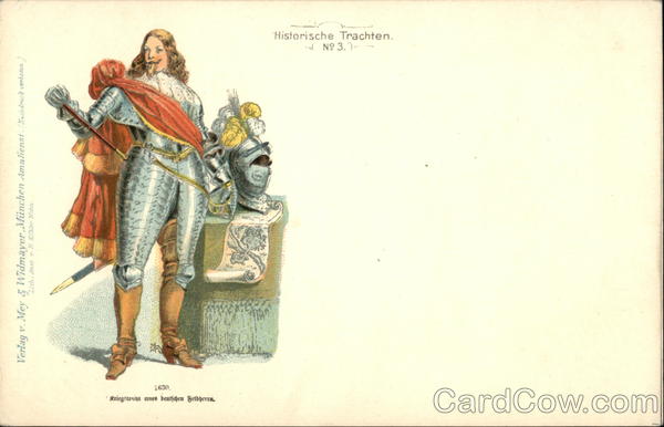 Knight in Shining Armour with Yellow Plumes & Red Cape