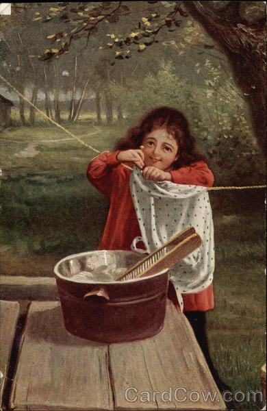 Young Girl doing Laundry Girls