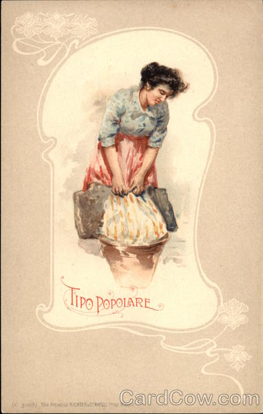 Woman Doing Laundry on a Washboard Women