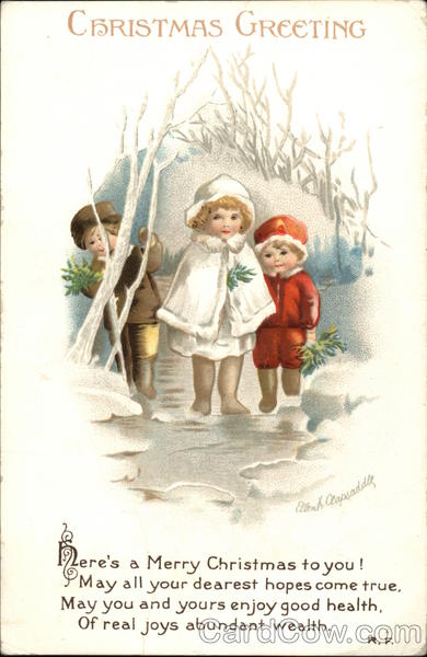 Christmas Greeting with Children in the Snow