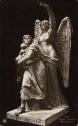 Statue of Angel Protecting a Mother and Child Postcard