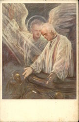 "Thy Will Be Done" - Priest with Angel Postcard
