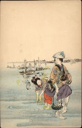 Geisha Girls on the Shore Postcard