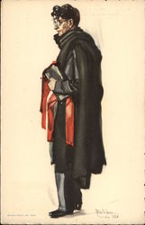 Male Portuguese Student in Black Coat Postcard