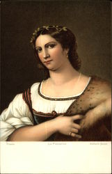 Woman with Fur Postcard