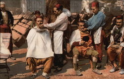 Street Barbers in Constantinople Postcard