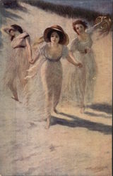 3 Women on the Sand in the Wind Postcard