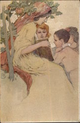 Czech Woman Reading to Children Postcard