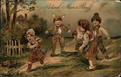 Children Playing Blind Man's Bluff Postcard