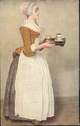Serving Girl Carrying Tray with Hot Chocolate Postcard