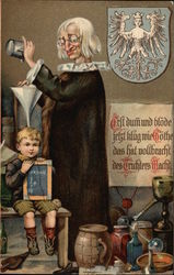 Professor funneling knowledge into Child Postcard
