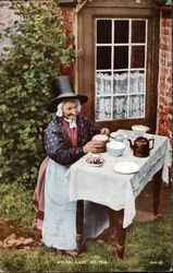 Welsh Lady at Tea Postcard