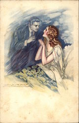 Woman in Bed Dreaming of a Man Postcard