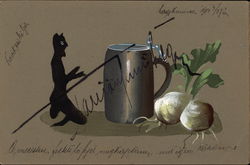 Devil, Cup, and Turnips Postcard