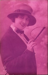 Woman Dressed in Riding Outfit Postcard