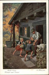 Hansel and Gretel Running Home Postcard