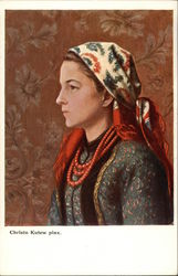 Profile Portrait of Polish Woman Postcard