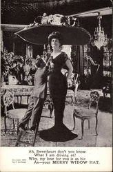 Merry Widow Hat Postcard