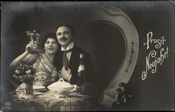 "New Year's Cheers!" - With Couple in Formal Attire Postcard