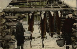 Getting Ready for Supper in a Typical Sporting Camp Hunting Postcard Postcard