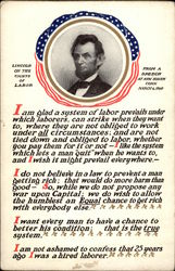 Lincoln on the Rights of Labor Postcard