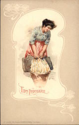 Woman Doing Laundry on a Washboard Postcard